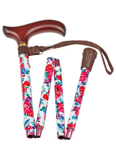 Laska składana metalowa z drewnianym uchwytem Derby