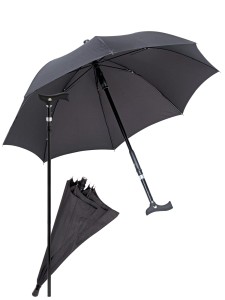 Parasol z funkcją laski Ossenberg - TWIN 2w1 - KRÓTKI - czarny - 80-83 cm