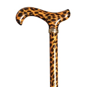 Laska z uchwytem Derby - złoty leopard