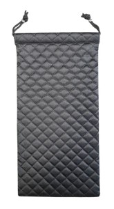 Elegancki pokrowiec na składaną laskę - czarny pikowany - sznurek