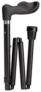 Laska aluminiowa składana Gastrock - DELUXE FISCHER SOFT - czarna satyna - PRAWA